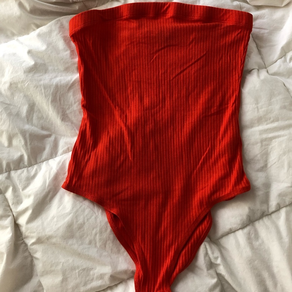 Blood orange tube top body suit